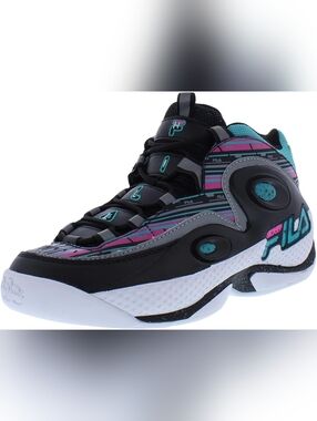FILA GRANT HILL 3 Kids/womens Black Teal Pink Retro Basketball Sneakers